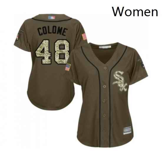 Womens Chicago White Sox 48 Alex Colome Authentic Green Salute to Service Baseball Jersey